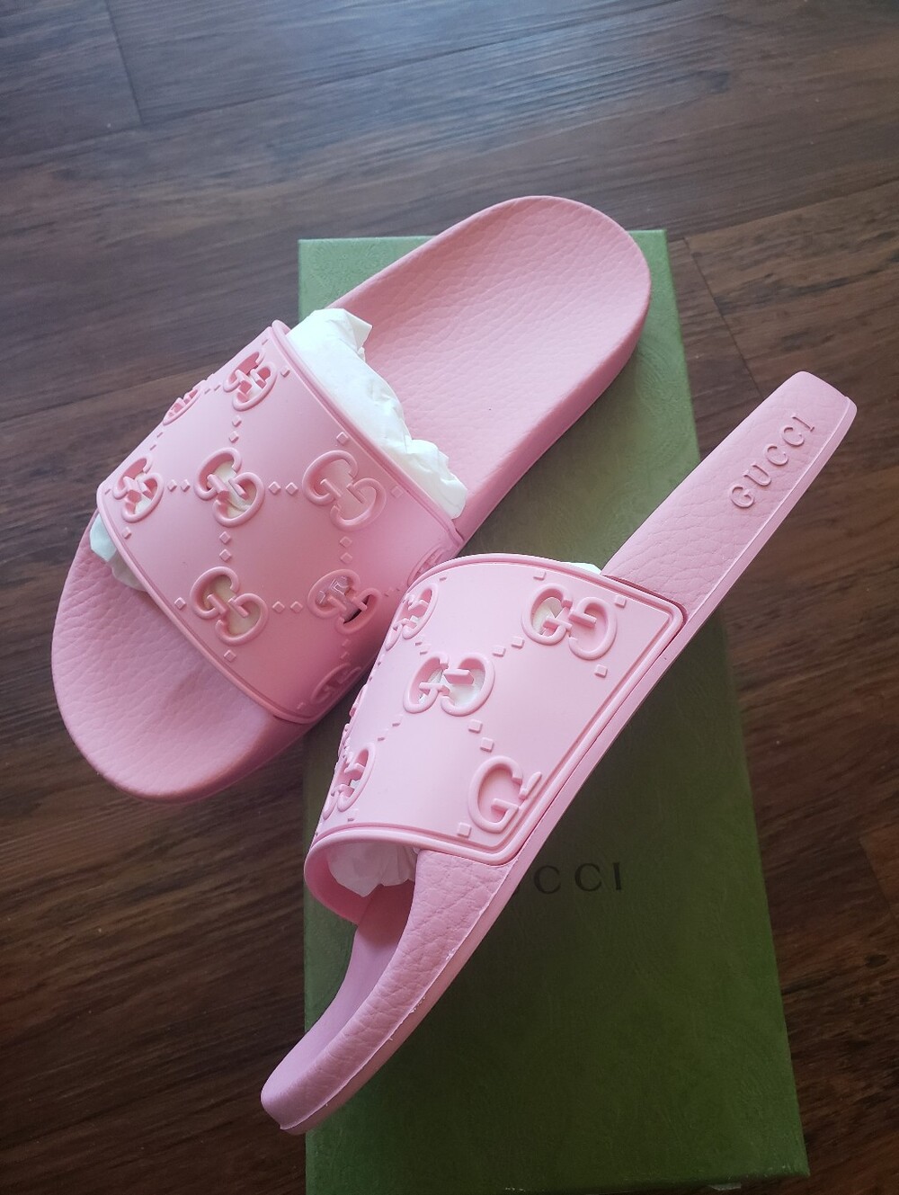 Gucci Monogram Pink Slides Size 38 Designer Streetwear Retro Y2K Vacation - Picture 3 of 5